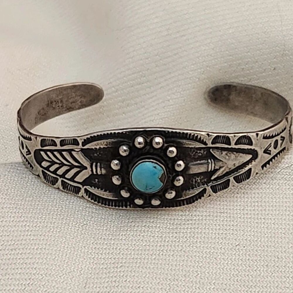 30s Southwest Harvey era arrow turquoise cuff bracelet
